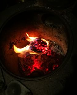 High angle view of burning candles