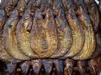 Full frame shot of fish for sale at market