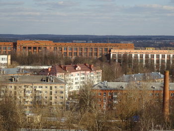High angle view of townscape against sky