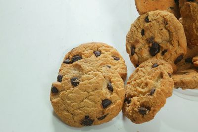 High angle view of cookies