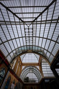 Low angle view of skylight in shopping mall