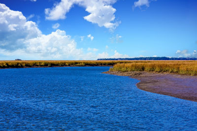 Scenic view of river against sky