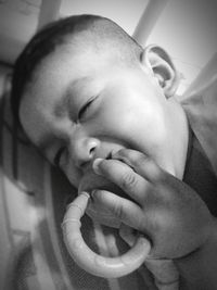 Close-up portrait of cute baby boy