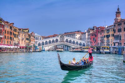 View of boats in canal