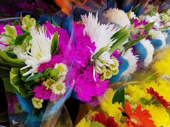 Close-up of multi colored flowers for sale in market