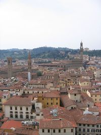 High angle view of townscape against clear sky