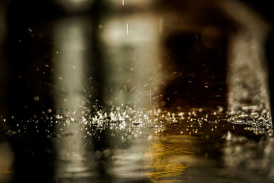 Close-up of water drops on glass