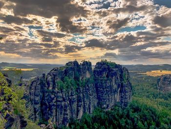 Panoramic view of landscape against sky during sunset