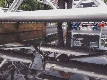 Close-up of bicycle in city