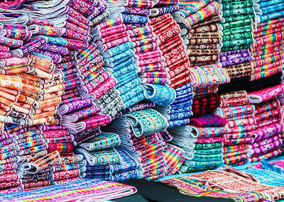 Full frame shot of fabrics at market stall