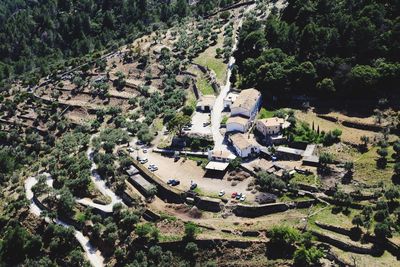 High angle view of building in mountains