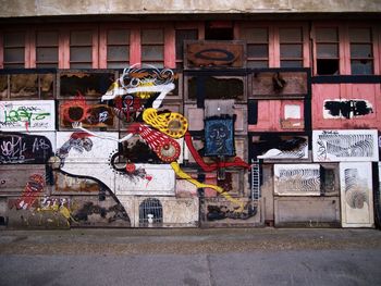 Colorful graffiti on old wall