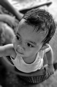 Portrait of cute boy looking away