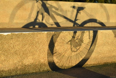 Shadow of bicycle on road