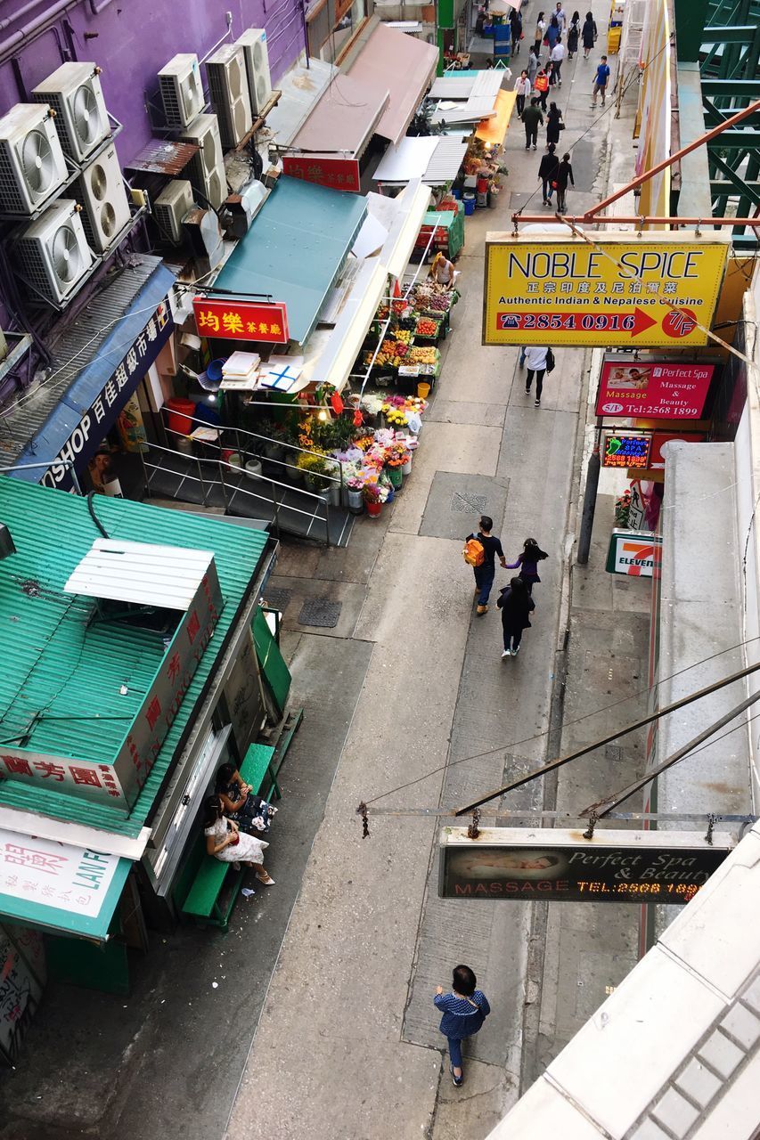 HIGH ANGLE VIEW OF PEOPLE WALKING IN CITY