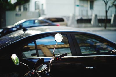 Close-up of side-view mirror