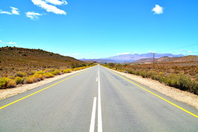 Road amidst landscape against blue sky