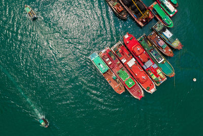 Directly above shot of ships in sea