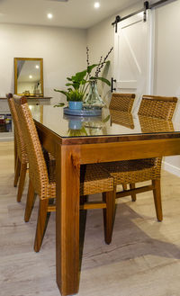 Empty chairs and table at home