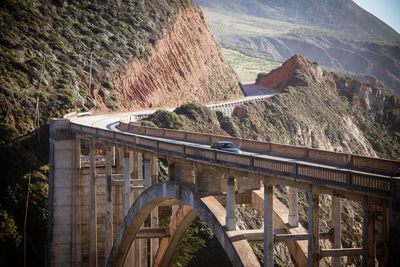 High angle view of bridge over mountain