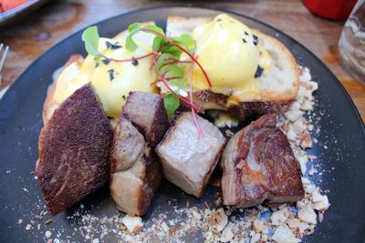 Close-up of food served in plate