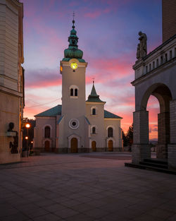 Church in the main square of ruzomberok, slovakia.