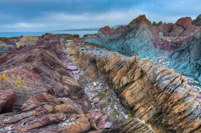 Panoramic view of rock formations against sky