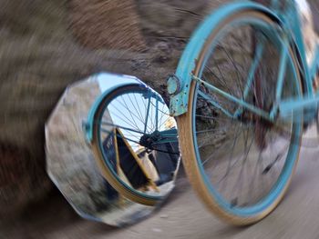 Close-up of bicycle on road