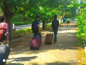 People walking in park