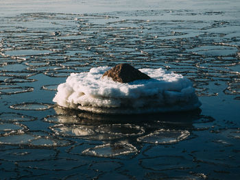 Aerial view of ice floating on sea