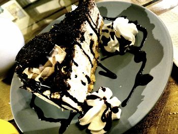 Close-up of ice cream on table