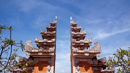 Low angle view of traditional building against sky