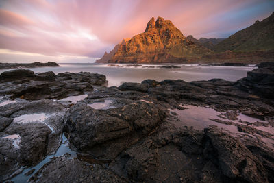 Scenic view of sea against sky during sunset