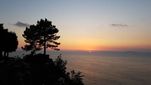 Scenic view of sea against sky at sunset