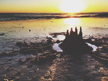 Scenic view of sea against sky at sunset