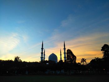 Silhouette of temple during sunset
