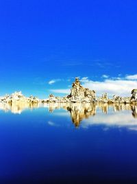 Reflection of clouds in calm lake