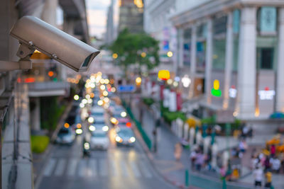 Close-up of cctv in city