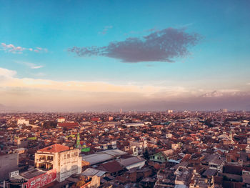 High angle view of townscape against sky