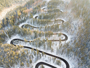 High angle view of bicycle in winter