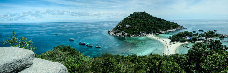 High angle view of sea against sky