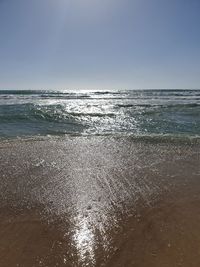 Scenic view of sea against clear sky