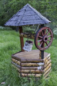 Close-up of wood on field