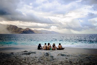 Scenic view of sea against cloudy sky