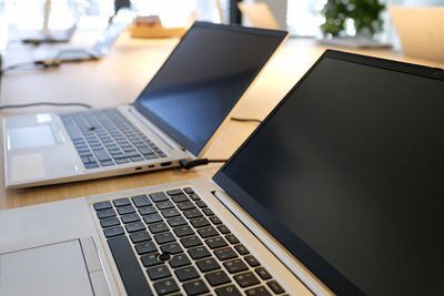 Close-up of laptop on table