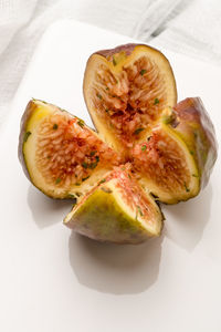 High angle view of fruits on white background