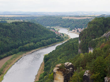 Scenic view of river amidst landscape against sky