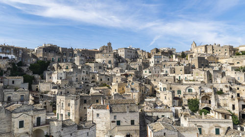 High angle view of buildings in city