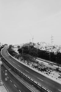 High angle view of highway against sky