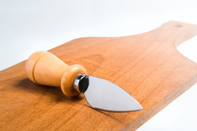 High angle view of cutting board on table
